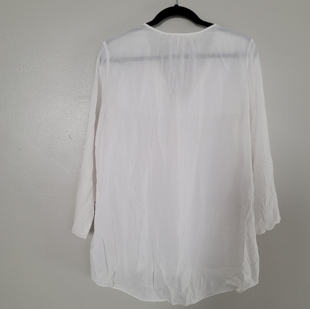 MICHAEL Michael Kors White Long Sleeve Blouse Size M 100%Rayon - Picture 9 of 9